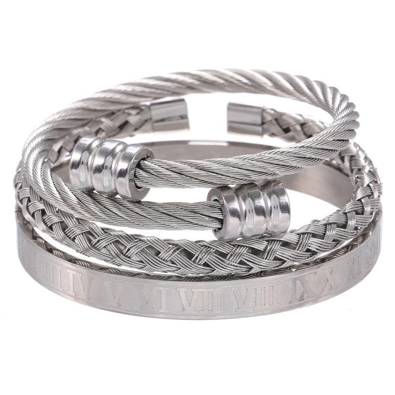 Titanium Steel Bracelet Suit Punk Creative Personality Roman