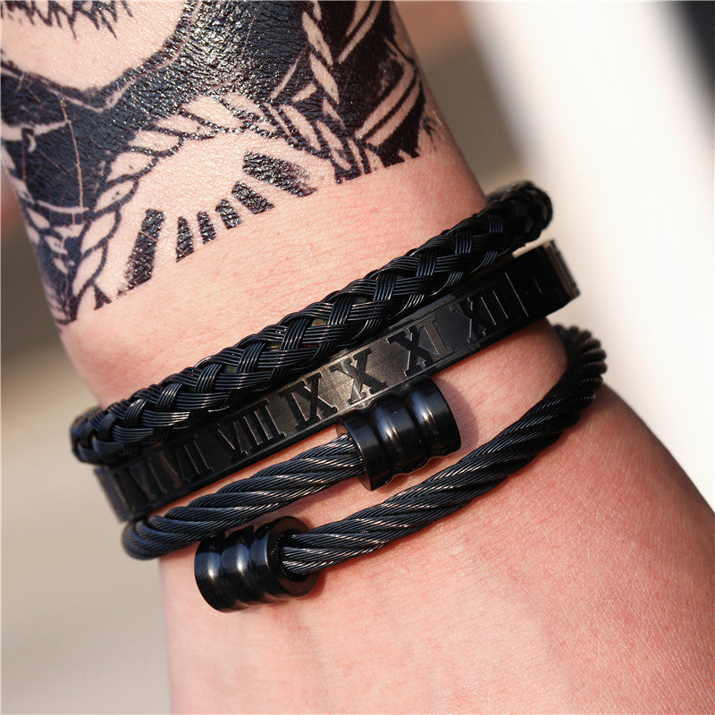 Titanium Steel Bracelet Suit Punk Creative Personality Roman