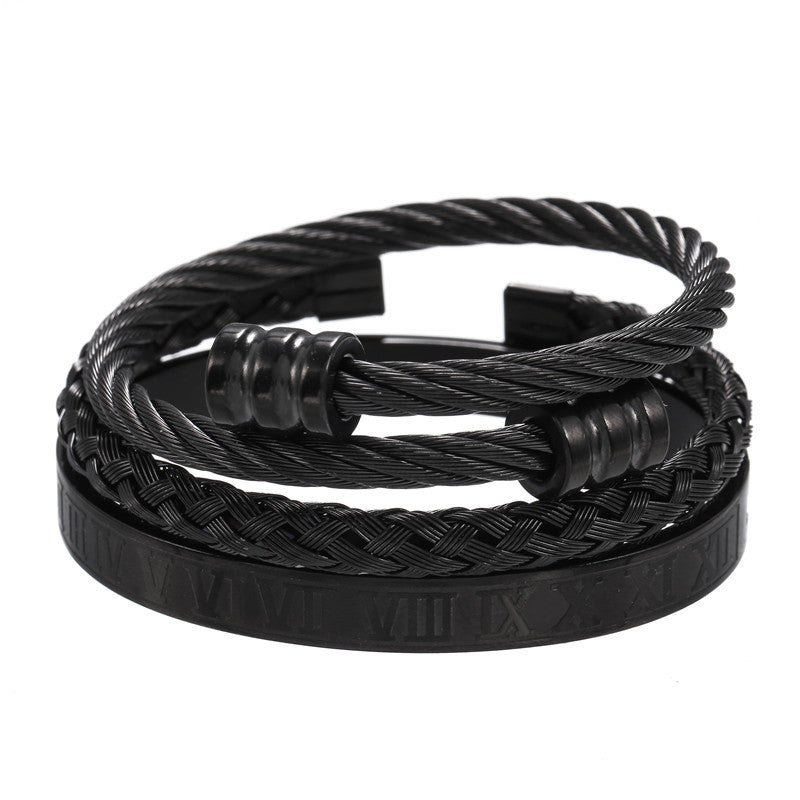 Titanium Steel Bracelet Suit Punk Creative Personality Roman