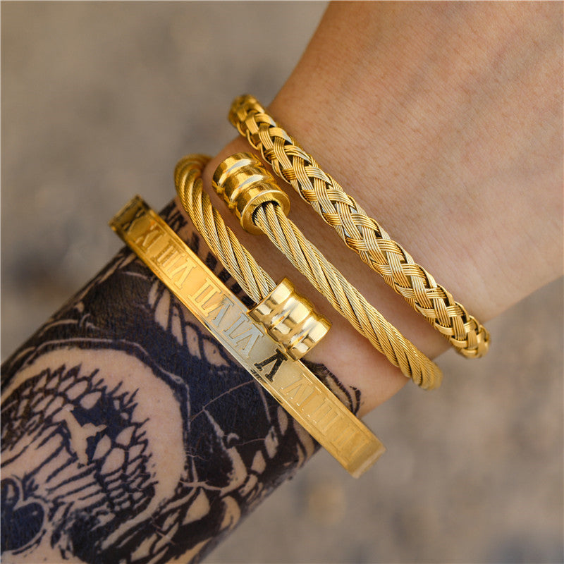 Titanium Steel Bracelet Suit Punk Creative Personality Roman