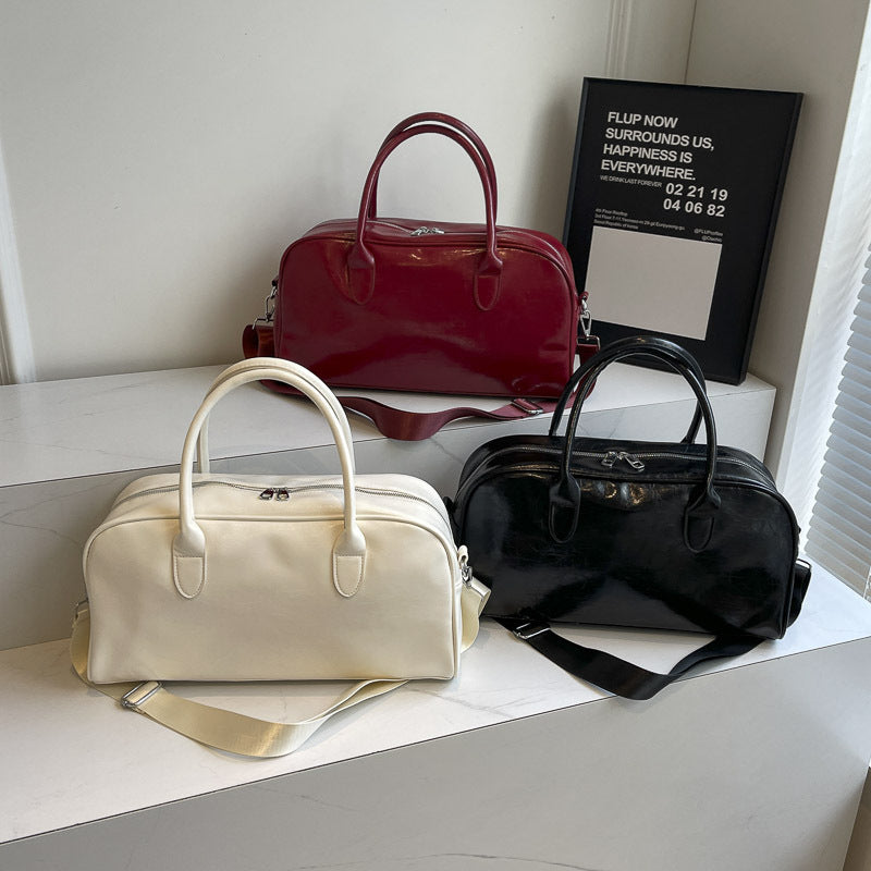 Travel Women's Lightweight Storage PU Leather Large Capacity Outing Luggage Bag