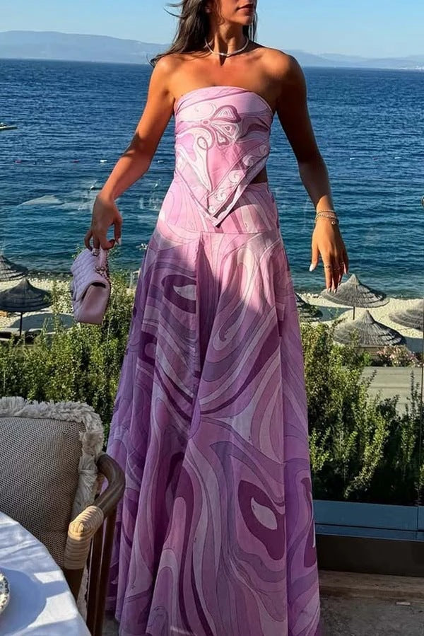European And American Vacation Style Suit Tube Top Two-piece Long Dress