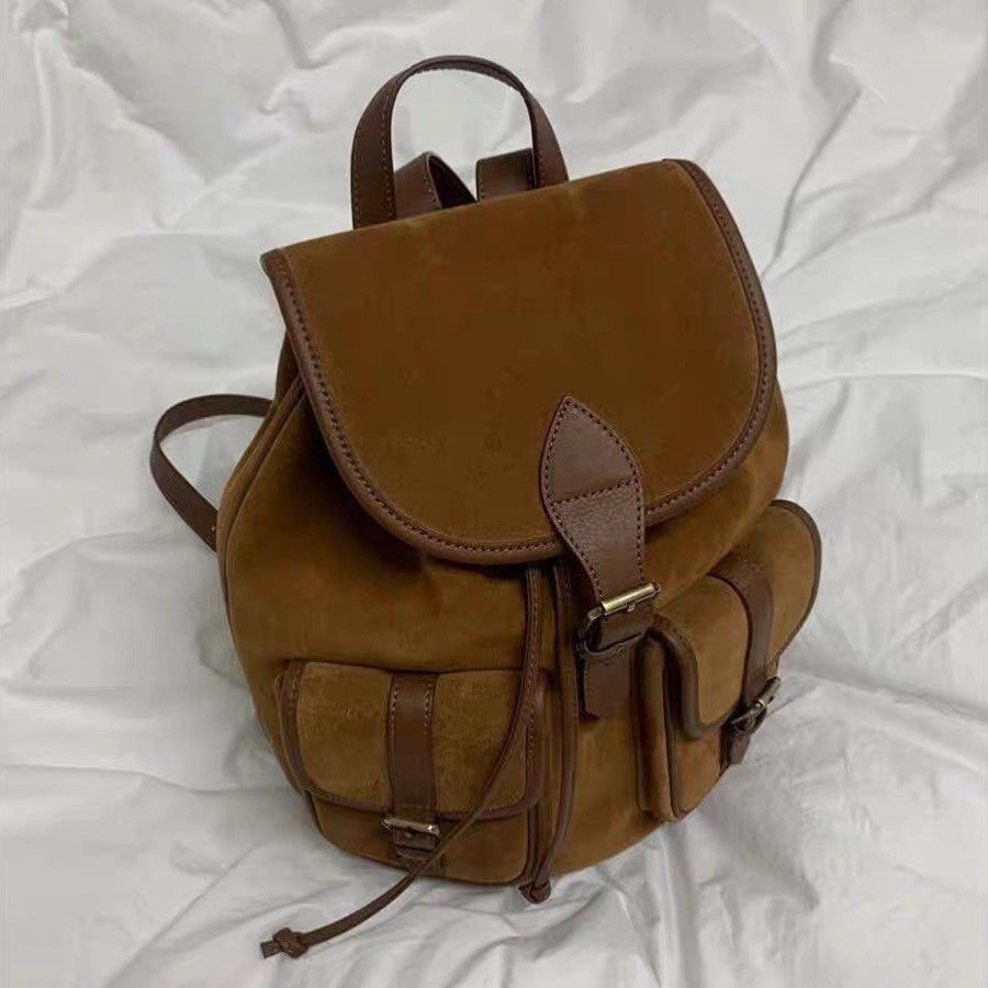 Fashion Women's Bag Waste Soil Backpack Frosted Idle Style Backpack