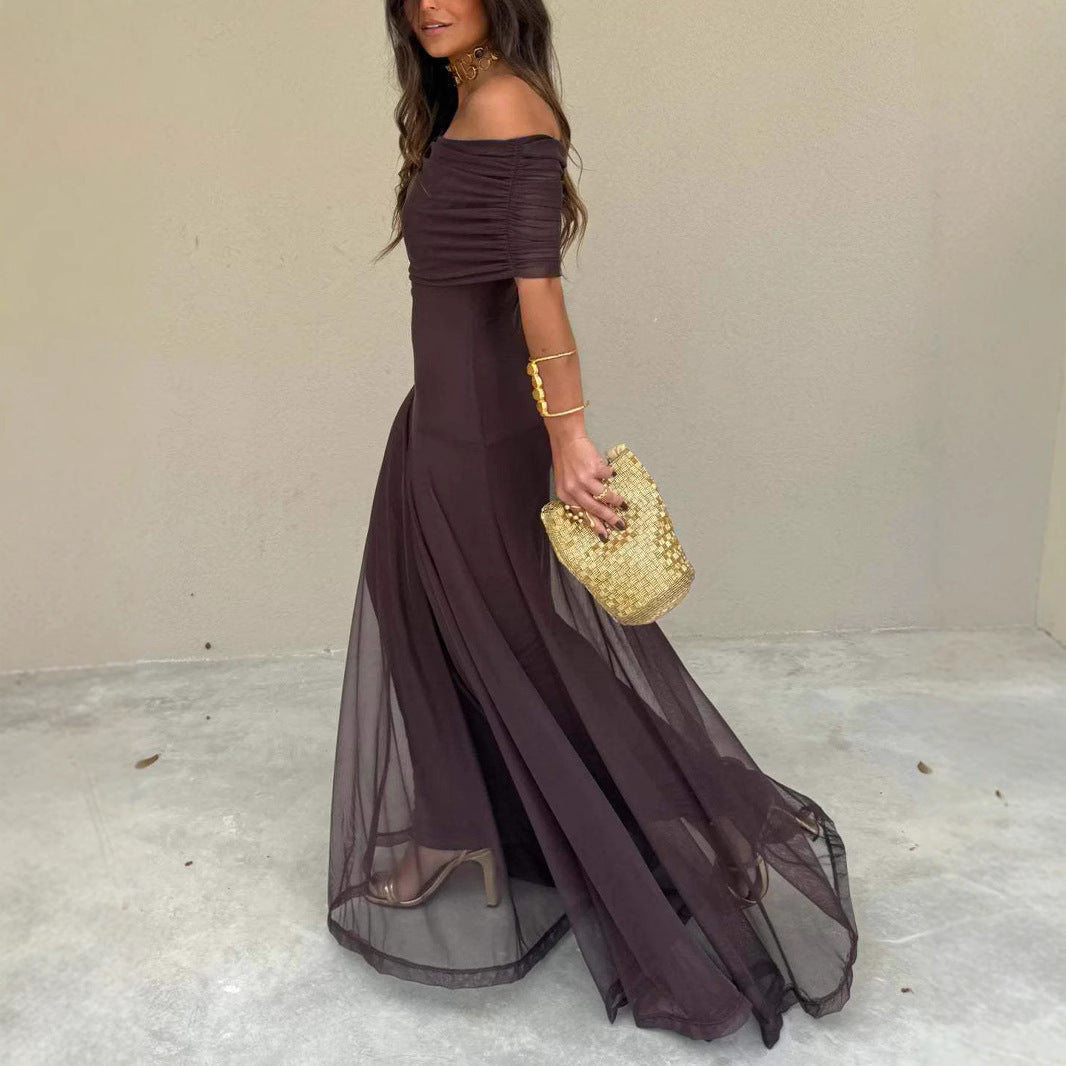 Women's Tube Top Mesh Slim Fit Patchwork Temperament Dress