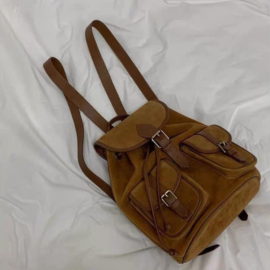 Fashion Women's Bag Waste Soil Backpack Frosted Idle Style Backpack
