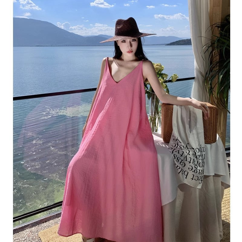 Dopamine Sweet Pine Idle Style Beach Dress For Women