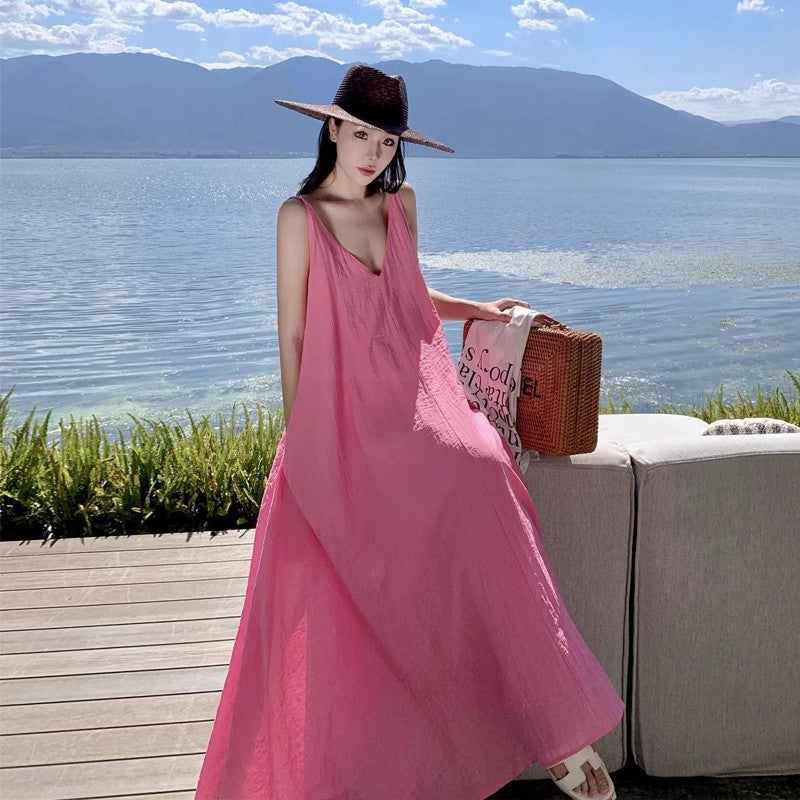 Dopamine Sweet Pine Idle Style Beach Dress For Women