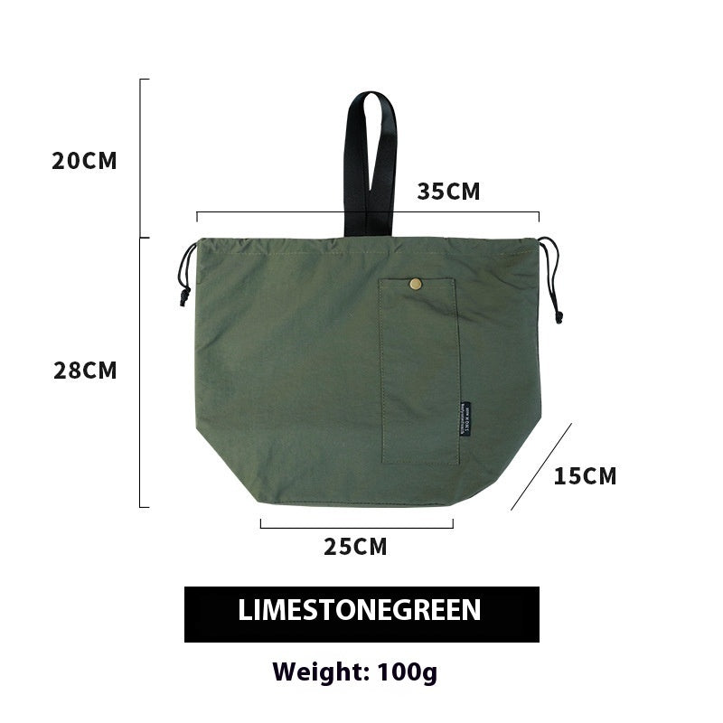 Waterproof Korean Style Large Solid Color Portable Drawstring Double-layer Lunch Bag For Students