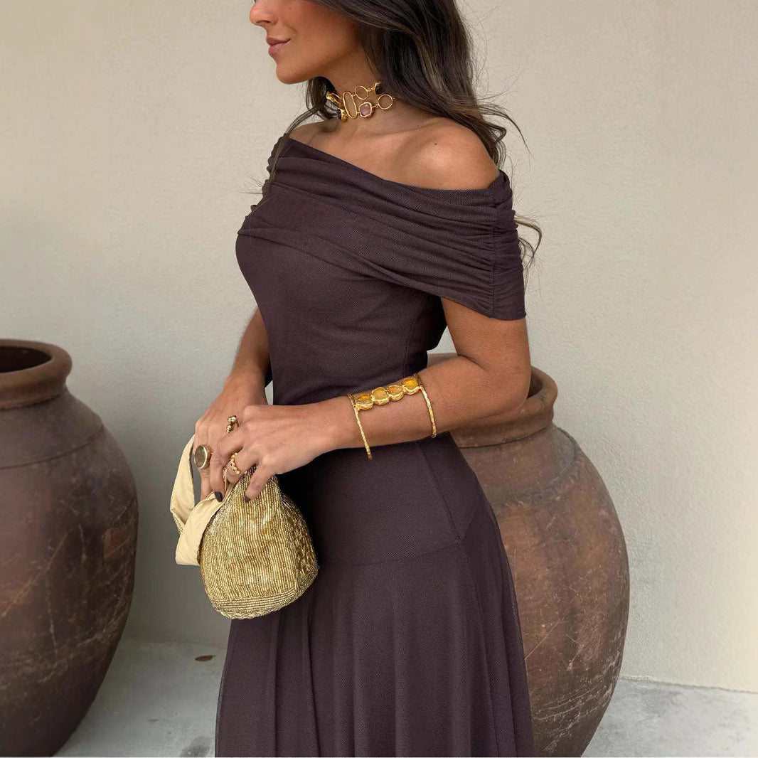 Women's Tube Top Mesh Slim Fit Patchwork Temperament Dress