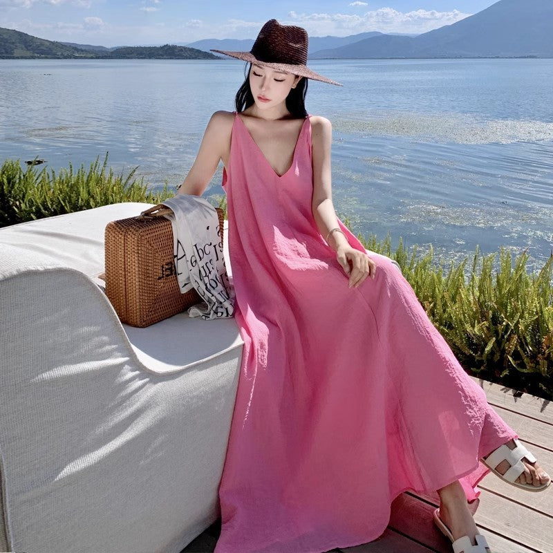Dopamine Sweet Pine Idle Style Beach Dress For Women