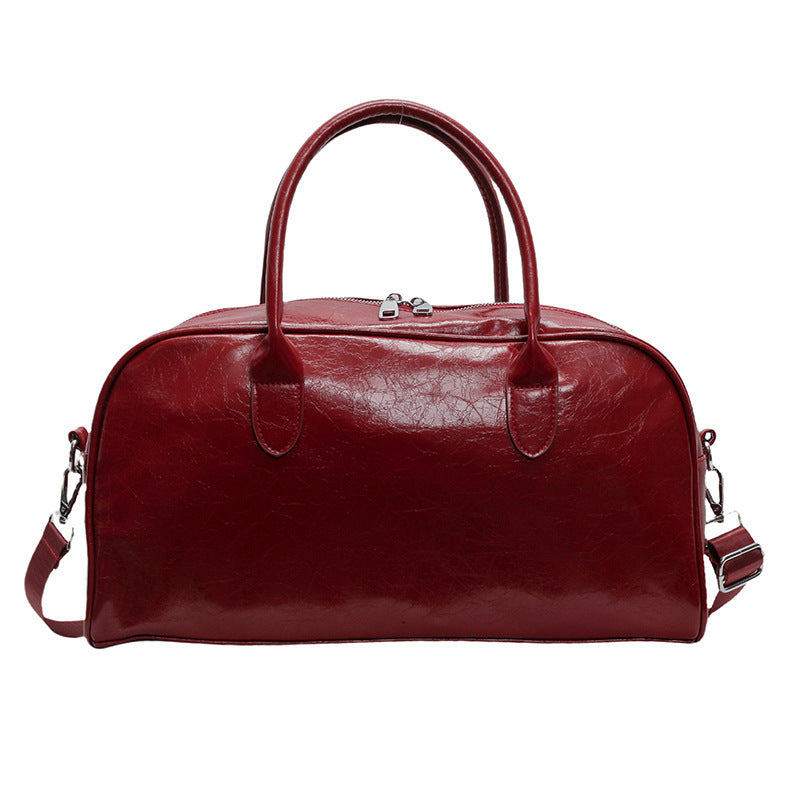 Travel Women's Lightweight Storage PU Leather Large Capacity Outing Luggage Bag