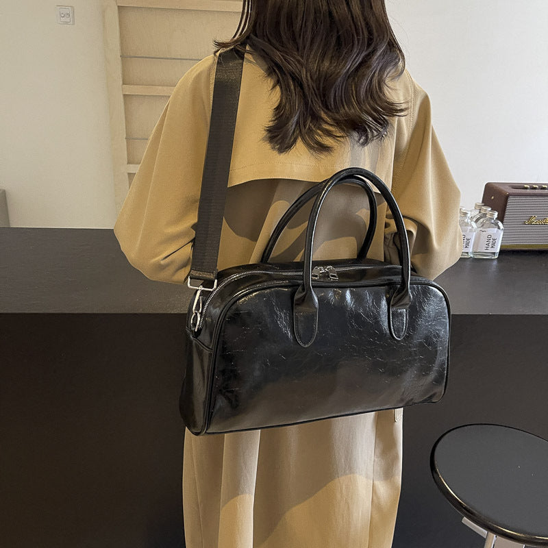 Travel Women's Lightweight Storage PU Leather Large Capacity Outing Luggage Bag