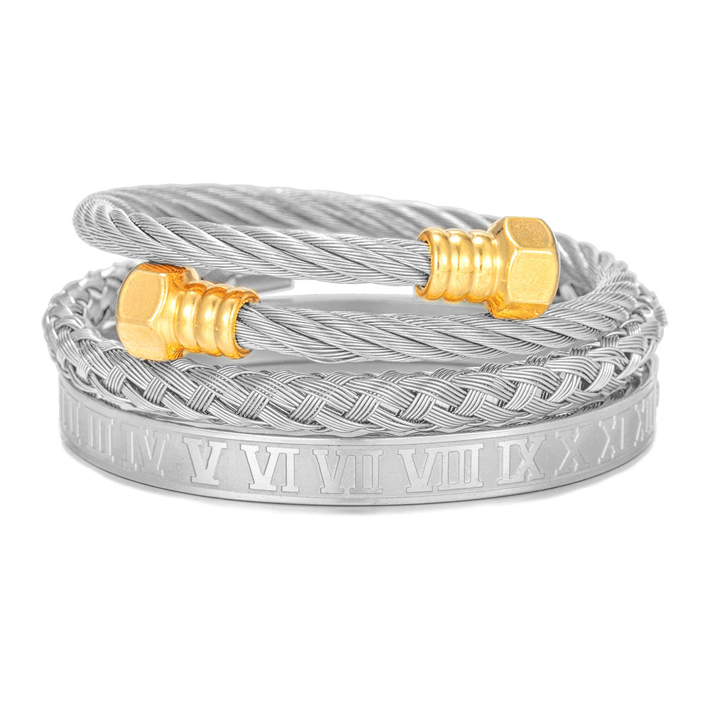 Titanium Steel Bracelet Suit Punk Creative Personality Roman