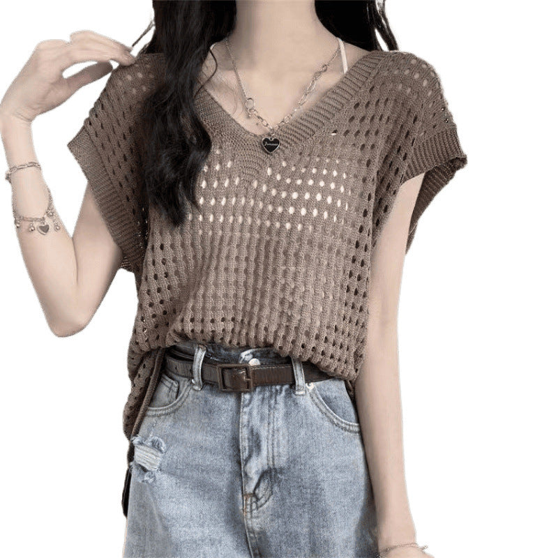Loose Short-sleeved Sweater For Women Spring New Outerwear