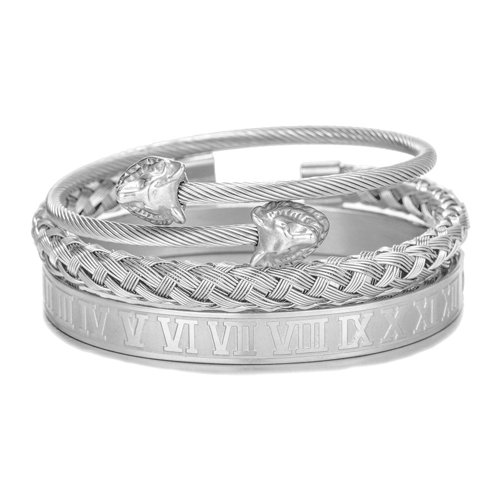 Titanium Steel Bracelet Suit Punk Creative Personality Roman