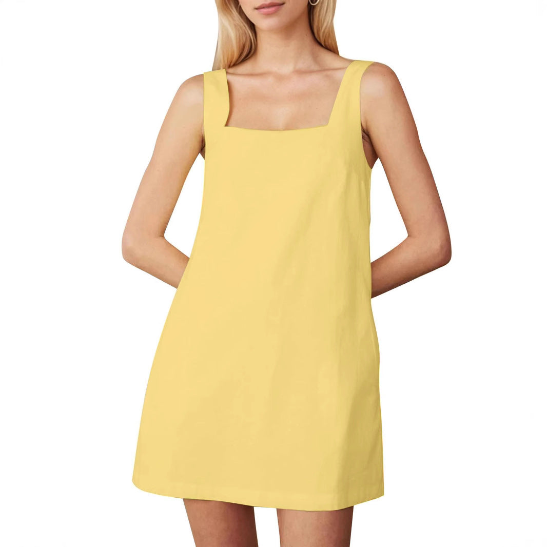 Short Korean Vest Dress Solid Color