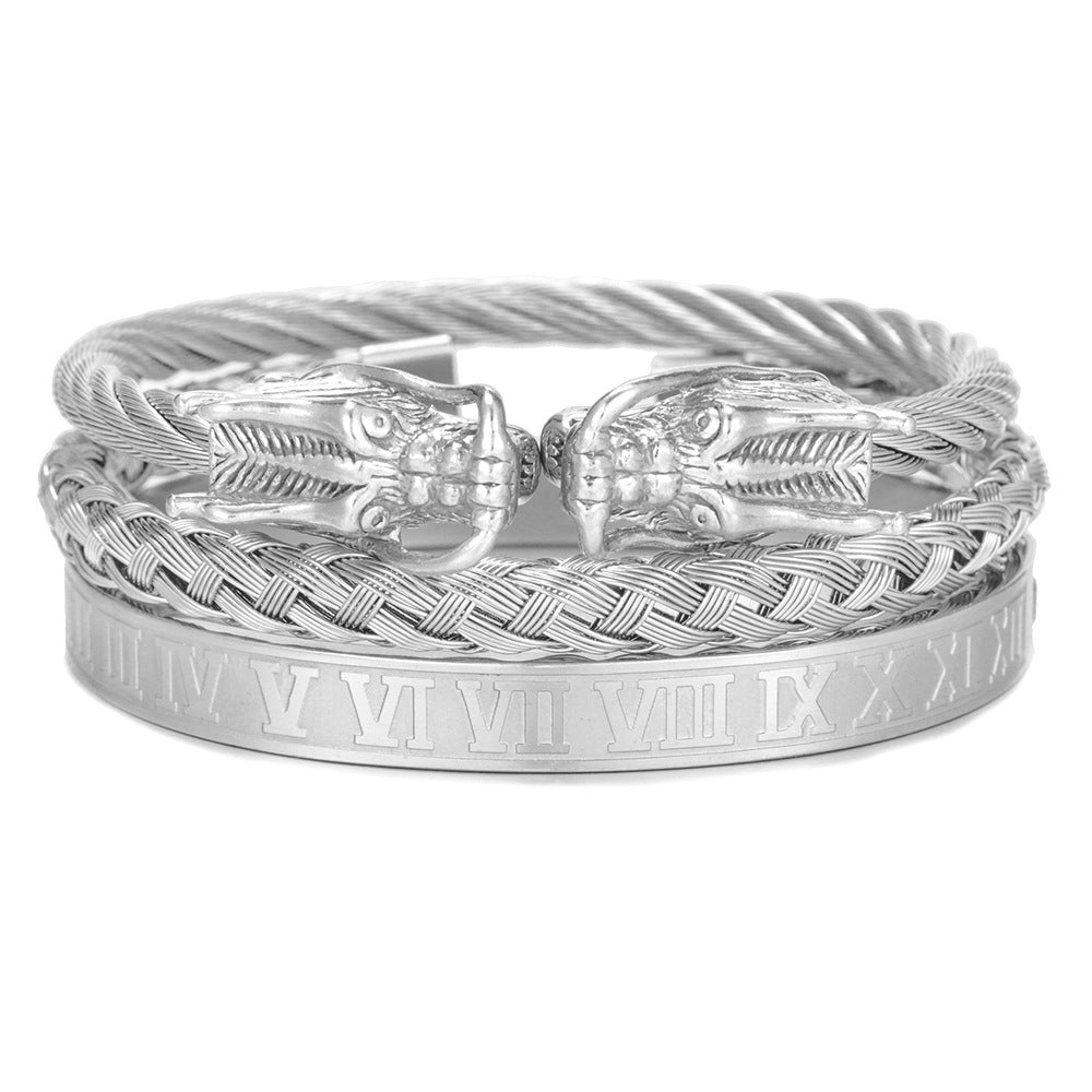 Titanium Steel Bracelet Suit Punk Creative Personality Roman