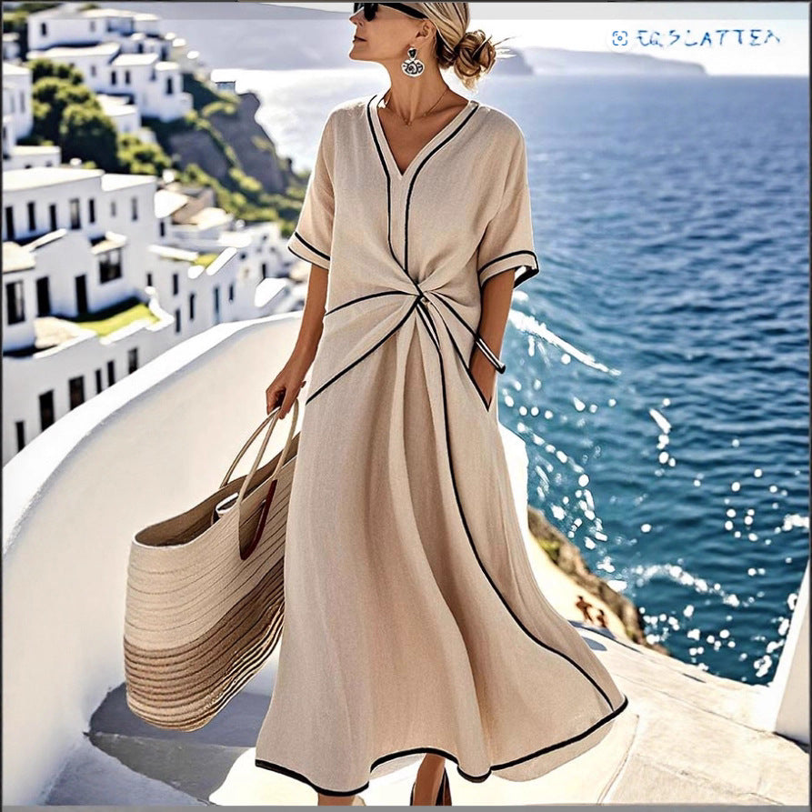 Women's Fashion Loose Striped Print Long Dress