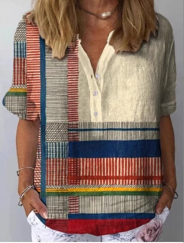 Casual Women's Short Sleeve Pullover Print Shirt