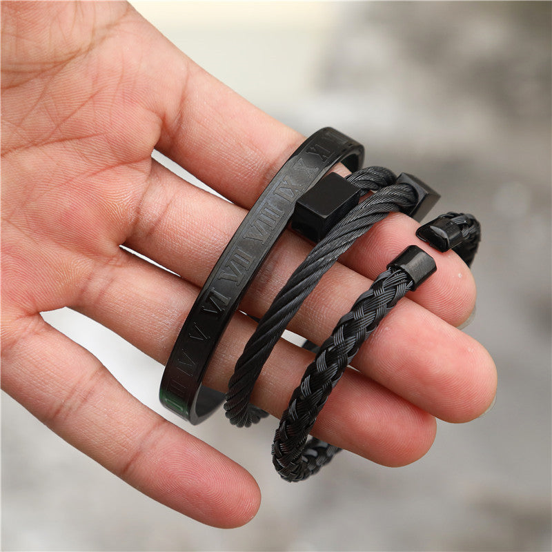 Titanium Steel Bracelet Suit Punk Creative Personality Roman