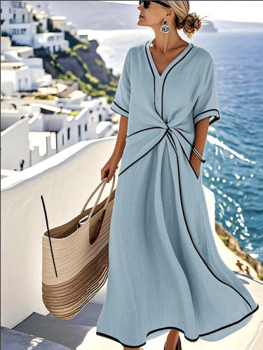Women's Fashion Loose Striped Print Long Dress