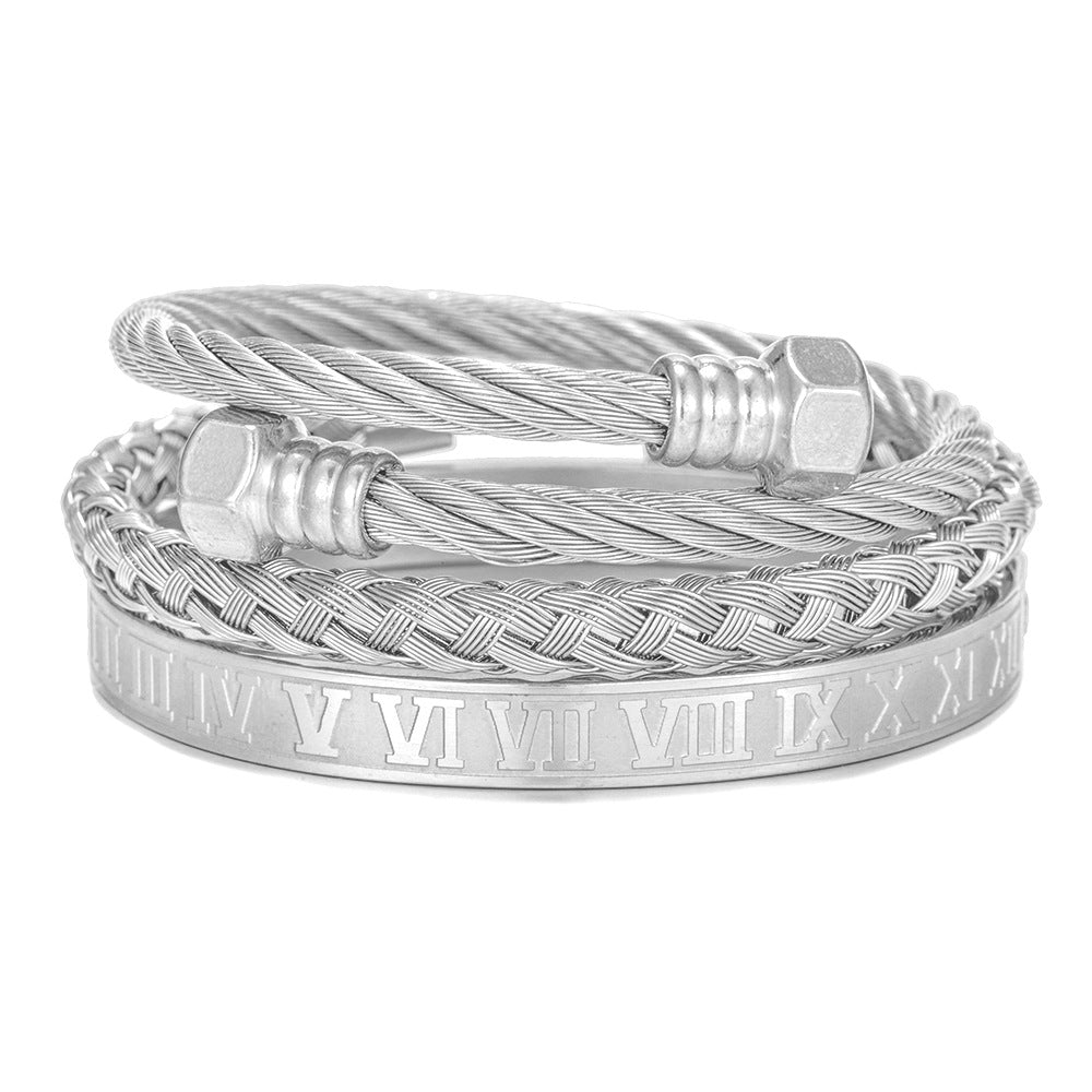 Titanium Steel Bracelet Suit Punk Creative Personality Roman