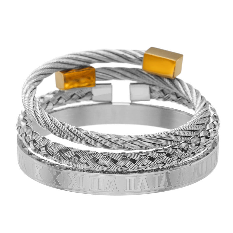 Titanium Steel Bracelet Suit Punk Creative Personality Roman