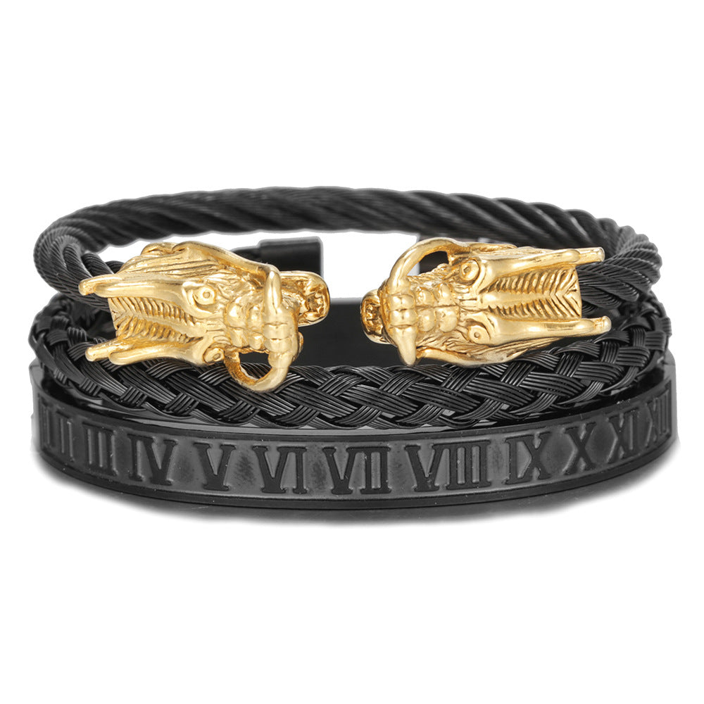 Titanium Steel Bracelet Suit Punk Creative Personality Roman