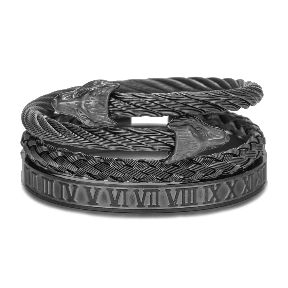 Titanium Steel Bracelet Suit Punk Creative Personality Roman