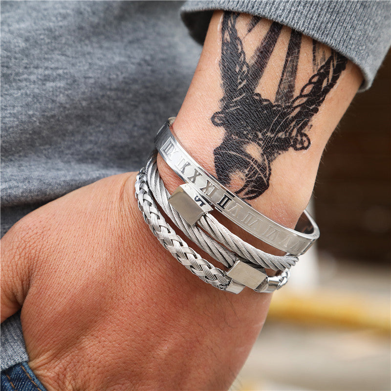 Titanium Steel Bracelet Suit Punk Creative Personality Roman