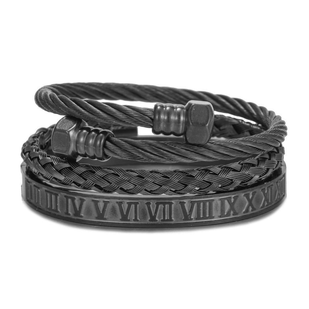 Titanium Steel Bracelet Suit Punk Creative Personality Roman