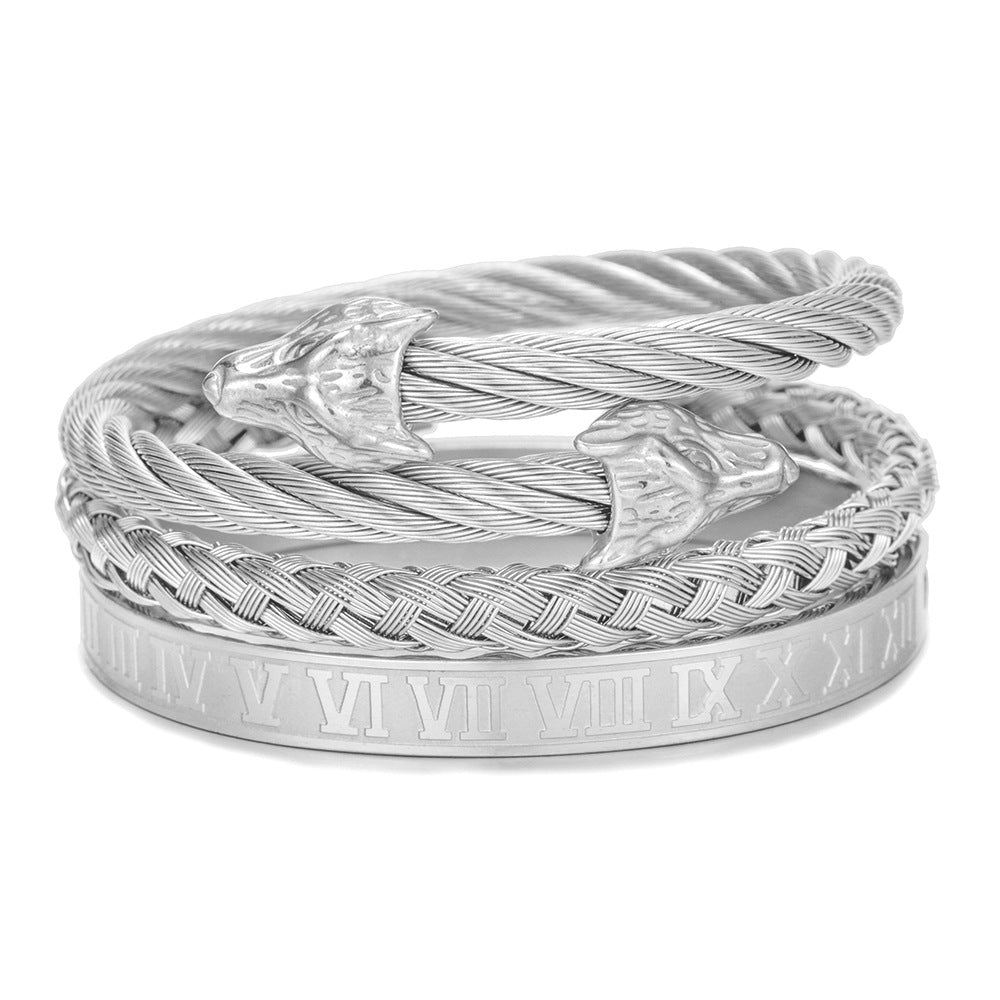 Titanium Steel Bracelet Suit Punk Creative Personality Roman