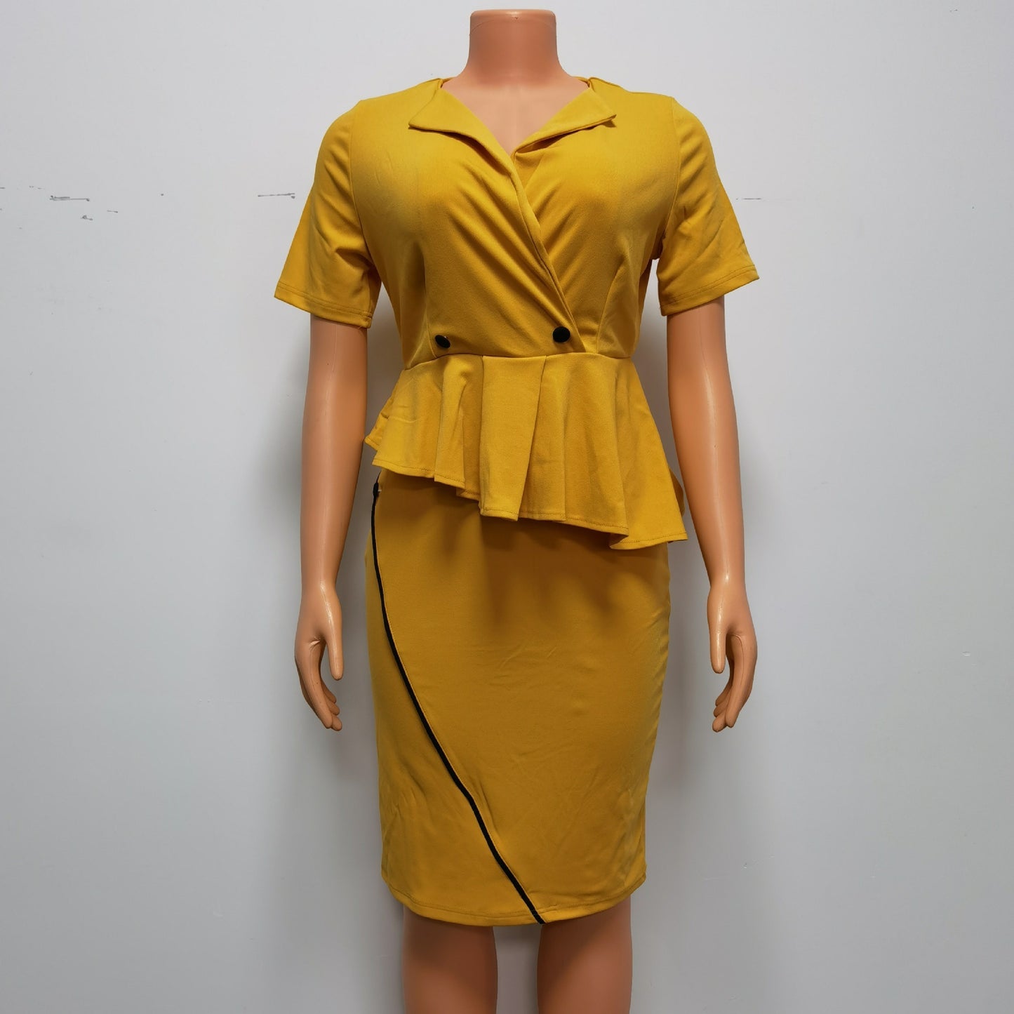 Women's Ruffled Short Sleeves Sexy Sheath Dress