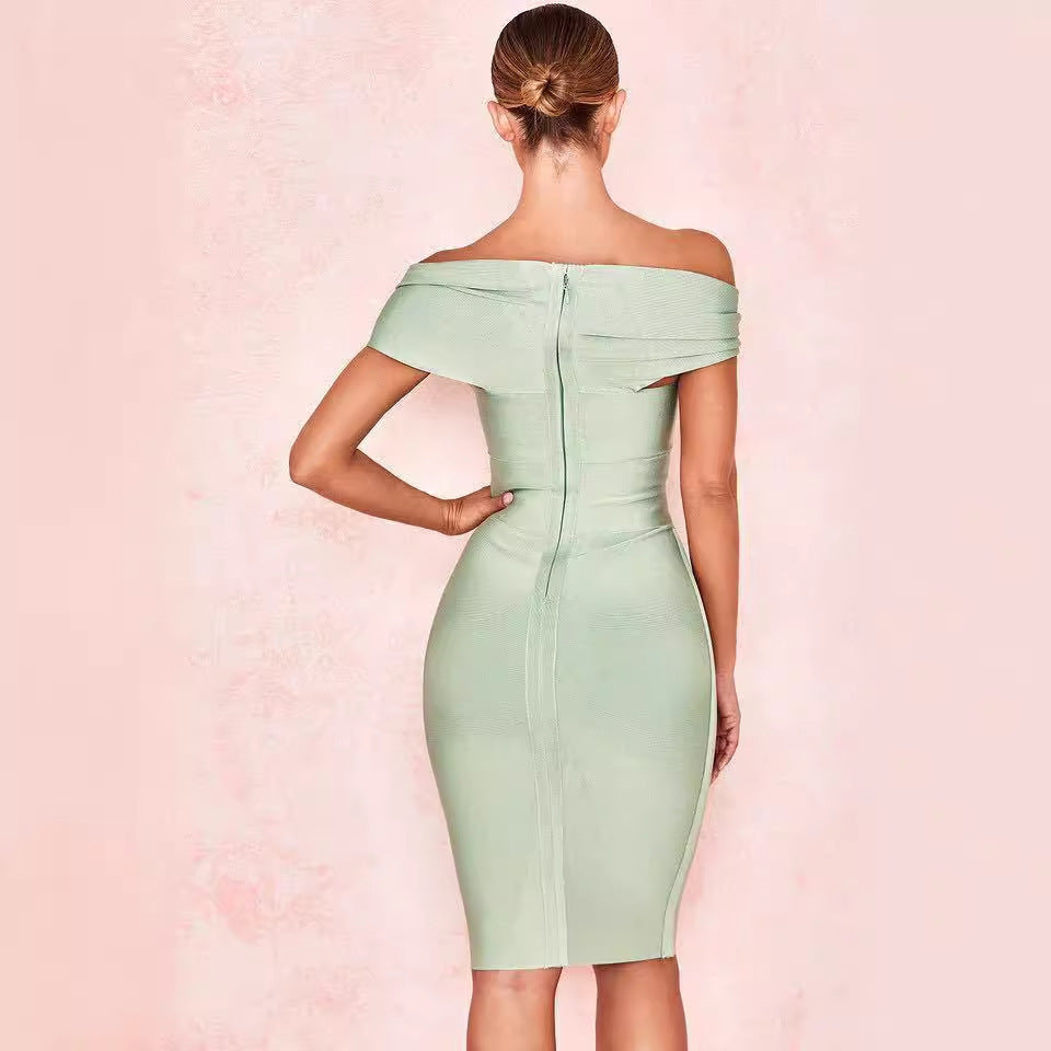 Elegant Slim-fit Off-shoulder Bandage One-piece Dress
