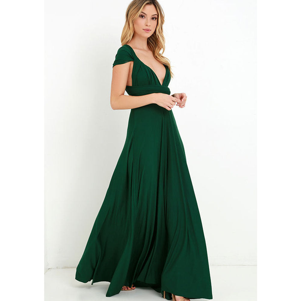 Women's Solid Color Multi-rope Cross Backless Bandage One-piece Dress
