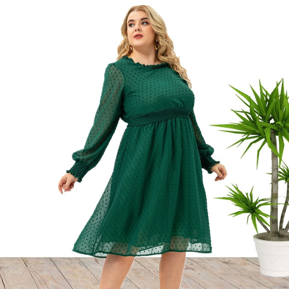 Fashion Women's Sleeves Chiffon Cut Flower Dress