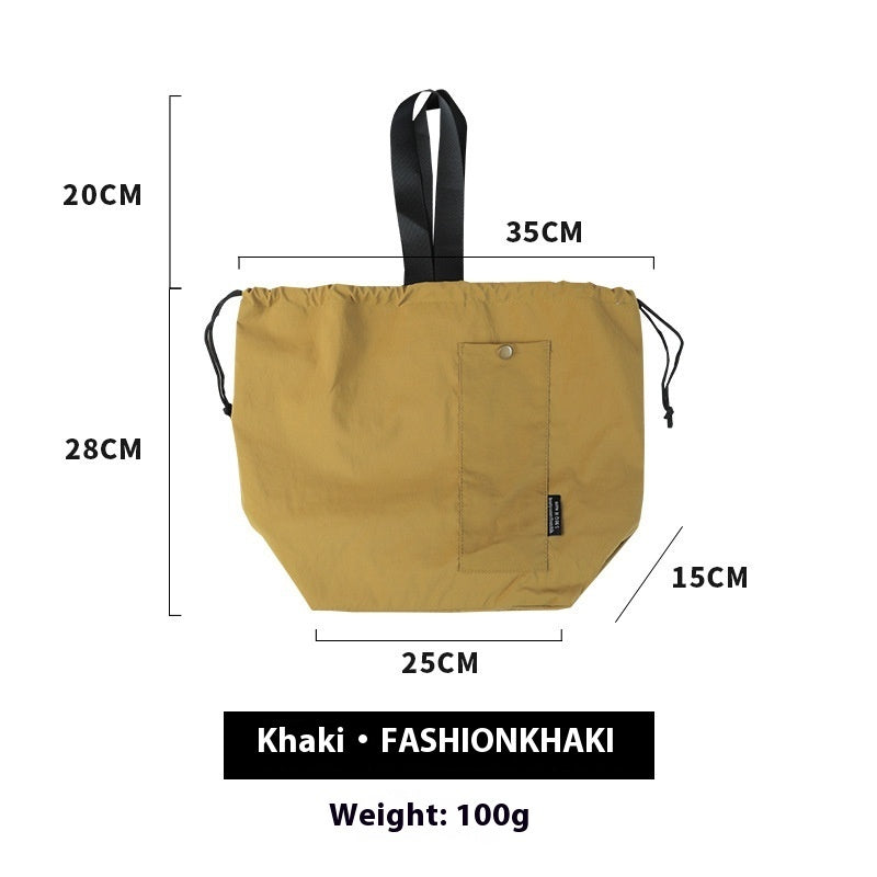 Waterproof Korean Style Large Solid Color Portable Drawstring Double-layer Lunch Bag For Students