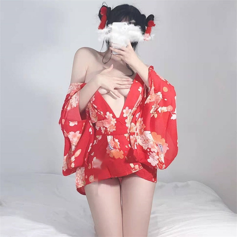 Japanese Style Printing Thin Kimono Uniform