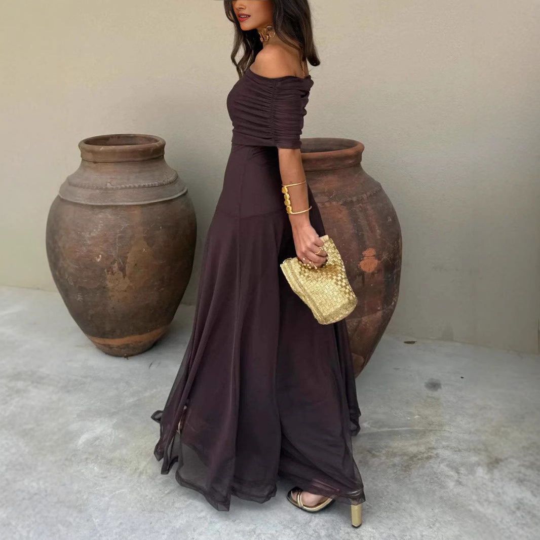 Women's Tube Top Mesh Slim Fit Patchwork Temperament Dress