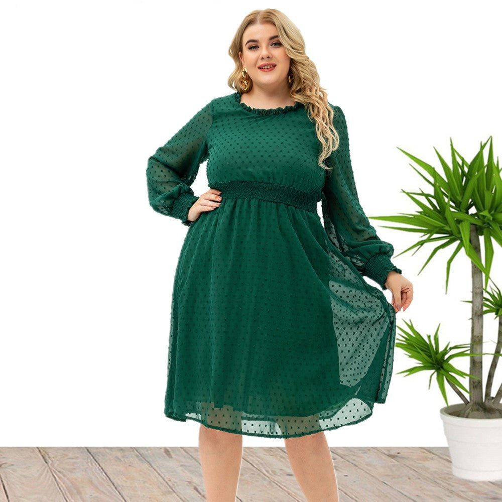 Fashion Women's Sleeves Chiffon Cut Flower Dress