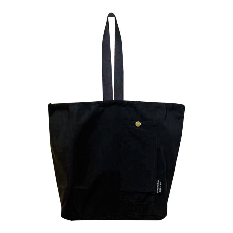 Waterproof Korean Style Large Solid Color Portable Drawstring Double-layer Lunch Bag For Students