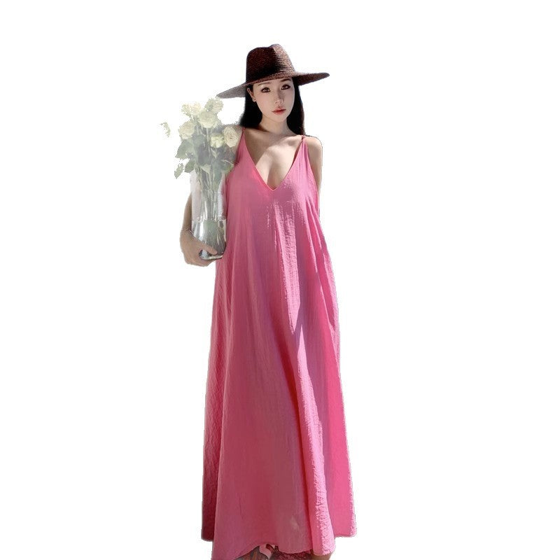 Dopamine Sweet Pine Idle Style Beach Dress For Women
