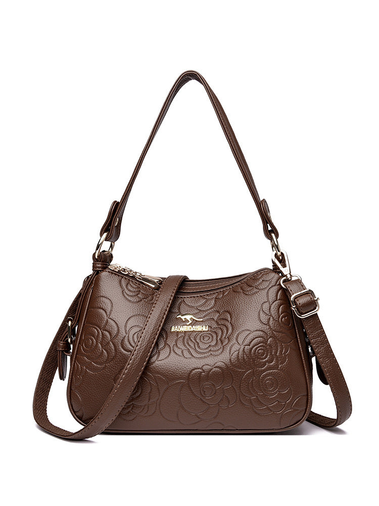 Soft Leather Textured Ethnic Style Simple Versatile Large Capacity Shoulder Messenger Bag
