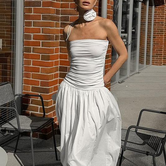 Autumn White European Flower Dress