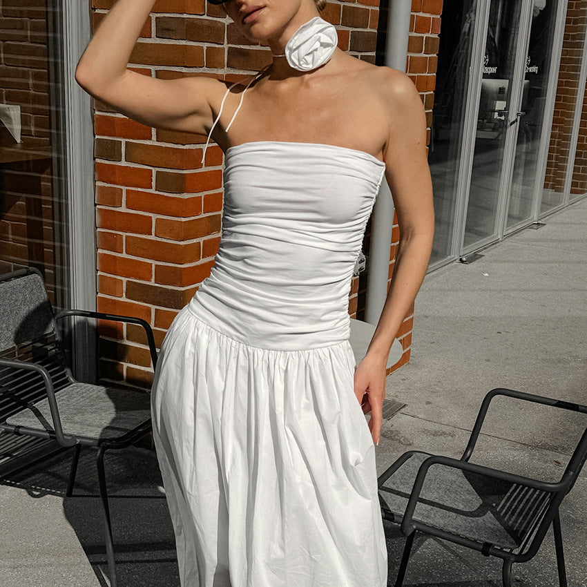 Autumn White European Flower Dress