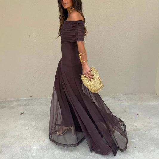 Women's Tube Top Mesh Slim Fit Patchwork Temperament Dress