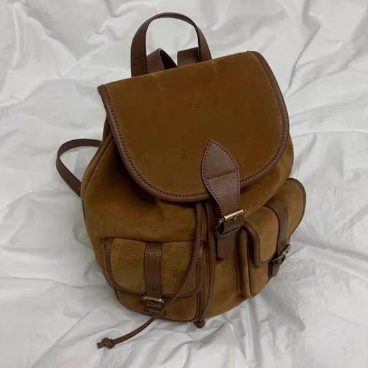 Fashion Women's Bag Waste Soil Backpack Frosted Idle Style Backpack