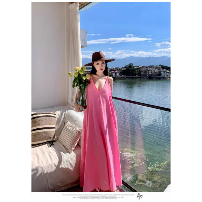 Dopamine Sweet Pine Idle Style Beach Dress For Women