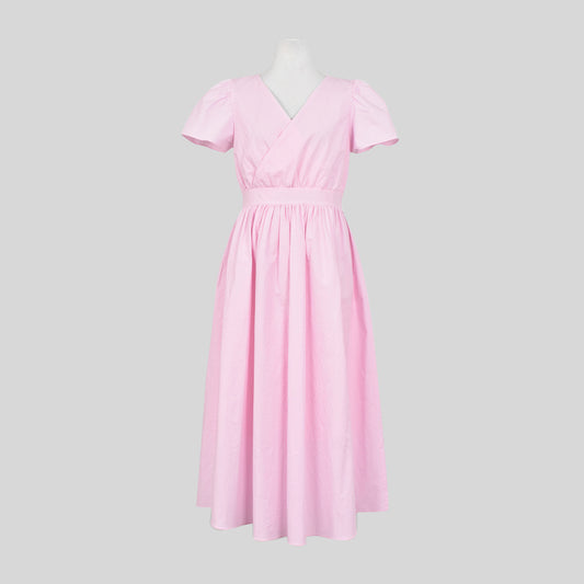 Sweet Sneaky Design Backless Lace-up Puff Sleeve Long Dress Women
