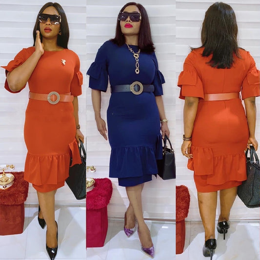 Women's Fashion Ruffles Extra Large Size Dress